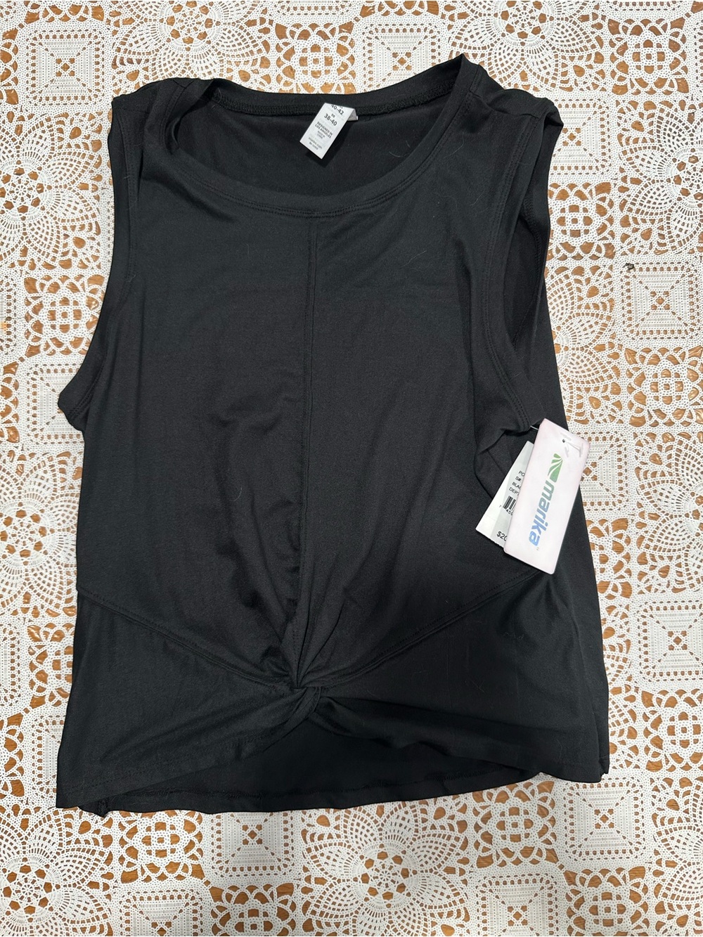 NWT Marika Black Twist Front Active Tank Top Size Medium